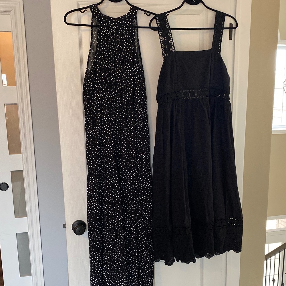 SHEIN Dress Lot - 2 Dresses: Polka dot maxi & black midi